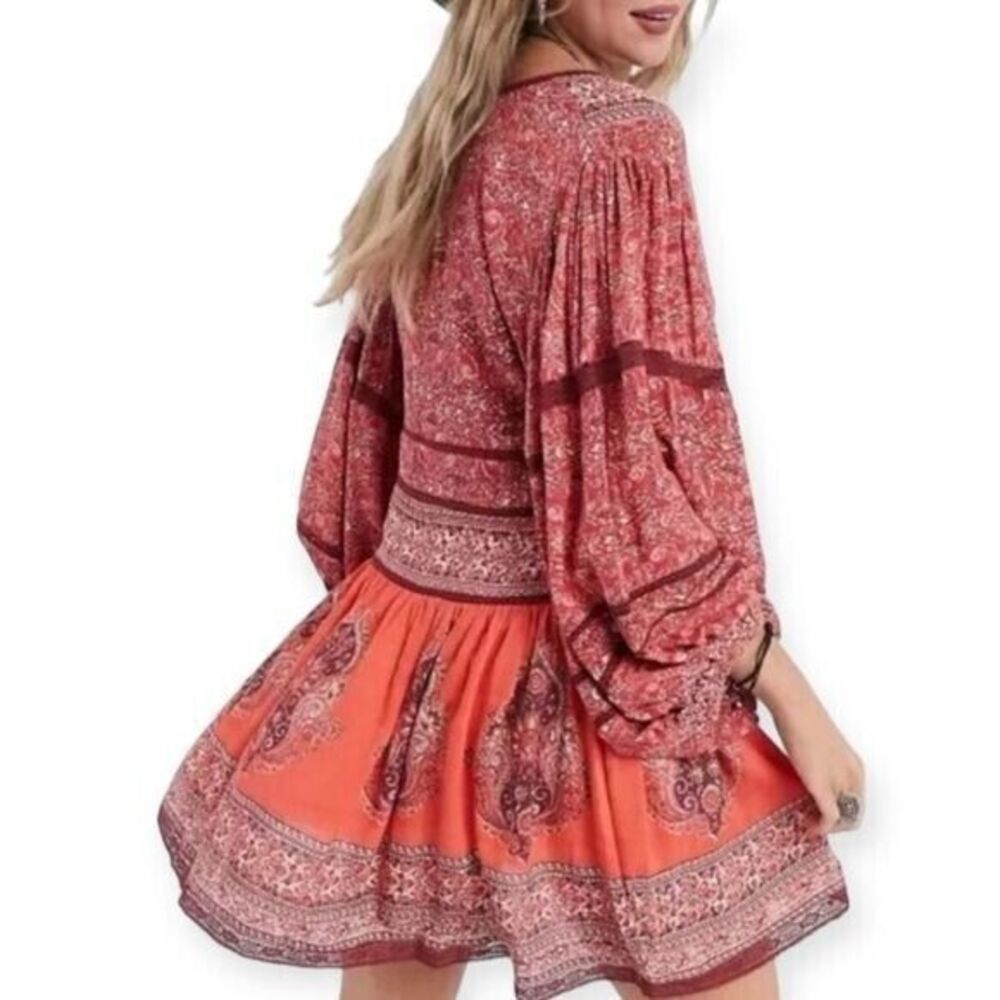 FREE PEOPLE NWT Luna Scarf Print Tunic Top/Dress- size S - Boho Flowy Indie - Picture 2 of 8